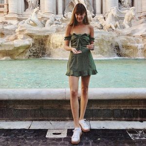 Green striped wild honey dress